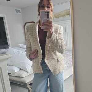 L'AGENCE Cream Textured Blazer, Medium